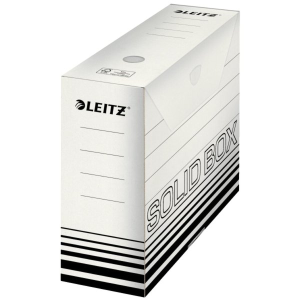 LEITZ 6128-00-01 Archiv-Schachtel DIN A4, Folio Weiß/Schwarz