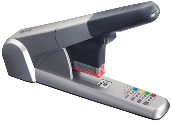 LEITZ Block-Heftgerät 5551, Heftleistung: 80 Blatt, silber Einlegetiefe: 43 mm,