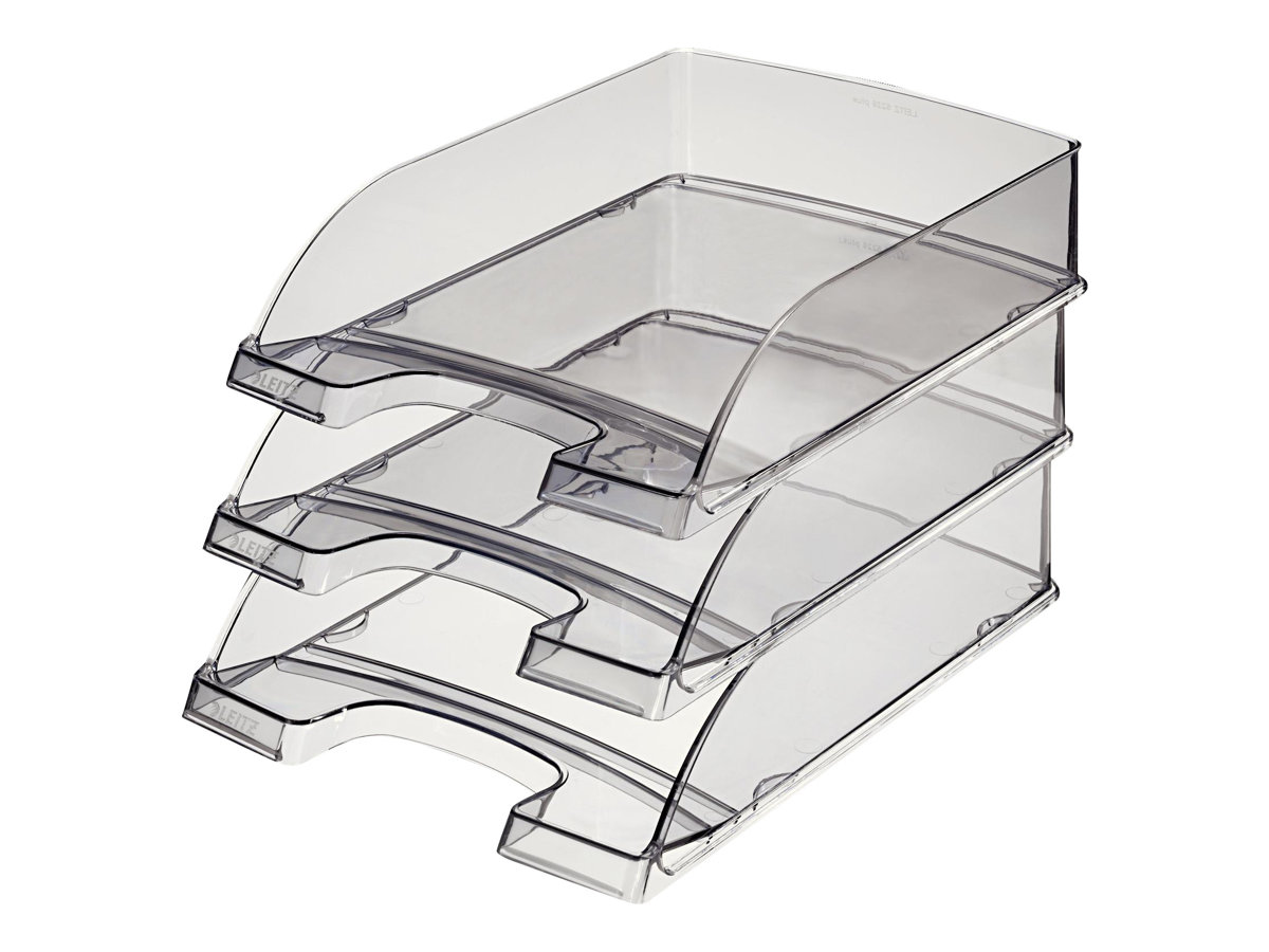 LEITZ Briefablage Plus Transparent, DIN A4, grau-transparent aus Polystyrol, ho
