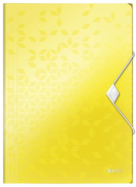 LEITZ Eckspannermappe WOW, DIN A4, PP, gelb-metallic laminierte Oberfläche, Obe