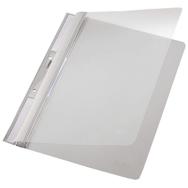 LEITZ Einhänge-Schnellhefter Universal, DIN A4, PVC, grau Vorderdeckel transpar