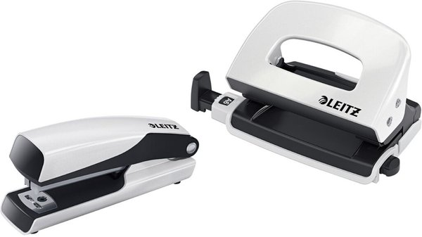 LEITZ Heftgerät- und Locher-Set Mini Nexxt, perlweiß Inhalt: Heftgerät Mini Nex