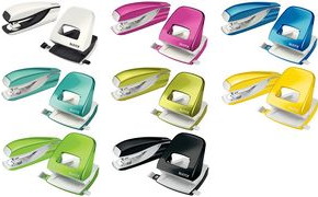 LEITZ Heftgerät- und Locher-Set Nexxt WOW, grün-metallic in Blisterverpackung, 