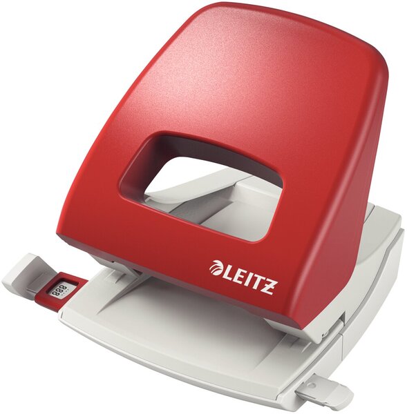 LEITZ Locher Nexxt 5005, Stanzleistung: 25 Blatt, rot Unterteil aus Metall, Kun