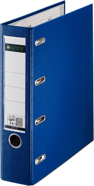 LEITZ Plastik-Doppelordner mit zwei Mechaniken - Blau - Pappe - Polyethylen - 2