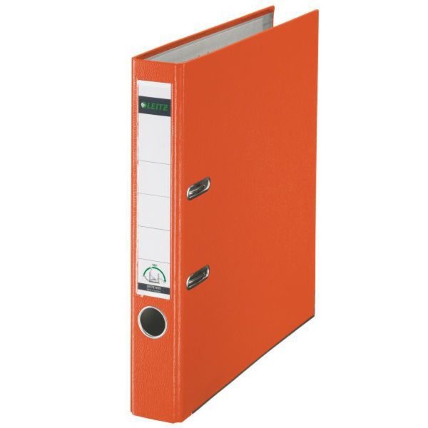 LEITZ Plastikordner, 180 Grad, DIN A4, 52 mm, orange farbiger Einband aus Pappe