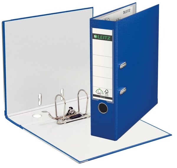 LEITZ Plastikordner, 180 Grad, DIN A4, 80 mm, nachtblau farbiger Einband aus Pa