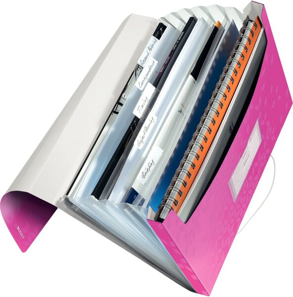 LEITZ Projektmappe WOW, A4, PP, 6 Fächer, pink-metallic 5 Fächer mit Beschriftu