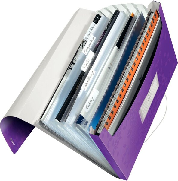 LEITZ Projektmappe WOW, A4, PP, 6 Fächer, violett 5 Fächer mit Beschriftungstab