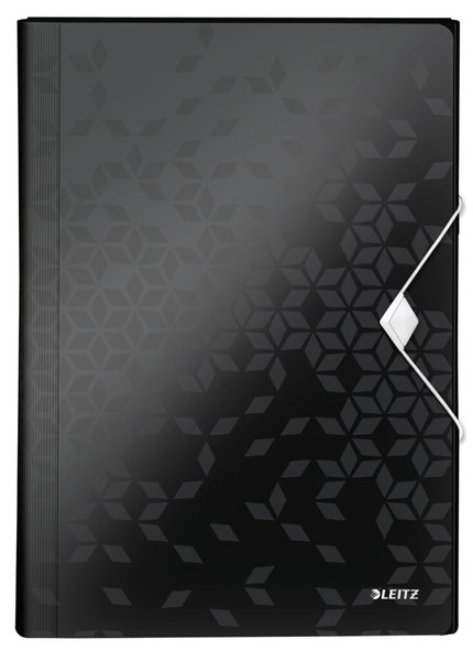 LEITZ Projektmappe WOW, A4, PP, 6 Fächer, schwarz-metallic 5 Fächer mit Beschri