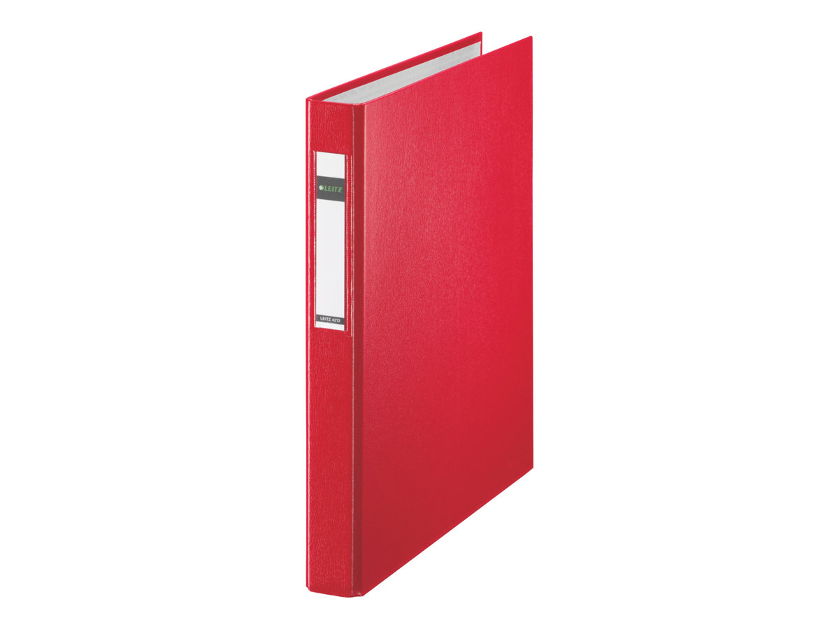 LEITZ Ringbuch Standard, DIN A4 Überbreite, rot, 4 D-Ring- Mechanik, Rückenbrei