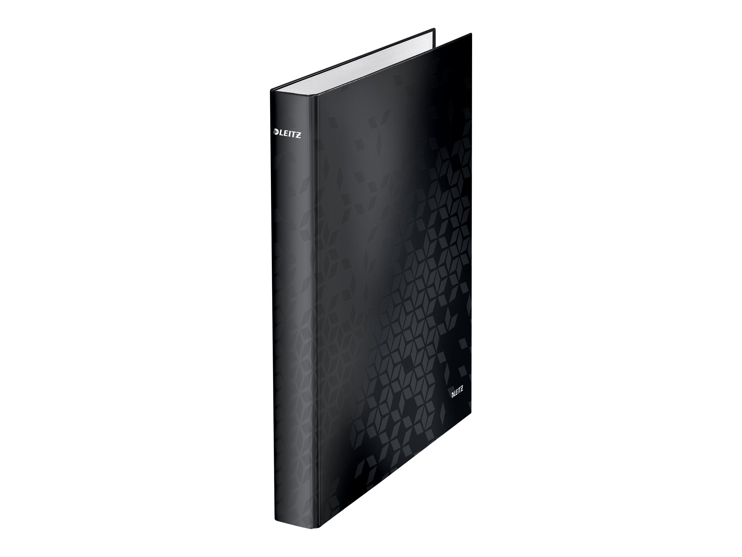 LEITZ Ringbuch WOW, DIN A4+, Hartpappe, schwarz 2 D-Ring-Mechanik, Überbreite, 