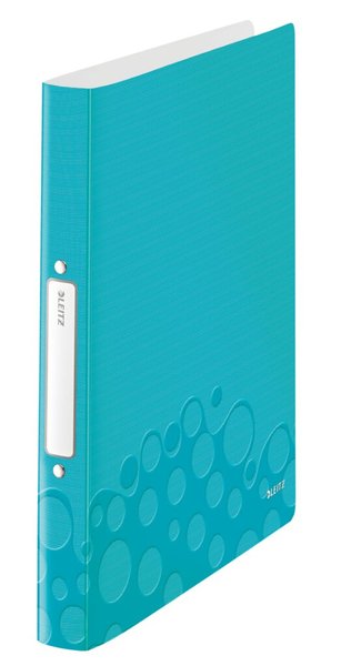 LEITZ Ringbuch WOW, DIN A4, PP, eisblau, 2 Ringe 2 Ring-Reißmechanik, Rückenbre