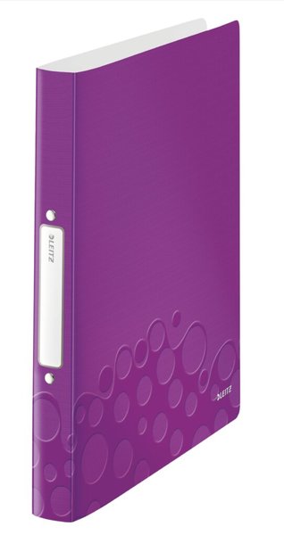 LEITZ Ringbuch WOW, DIN A4, PP, violett, 2 Ringe 2 Ring-Reißmechanik, Rückenbre