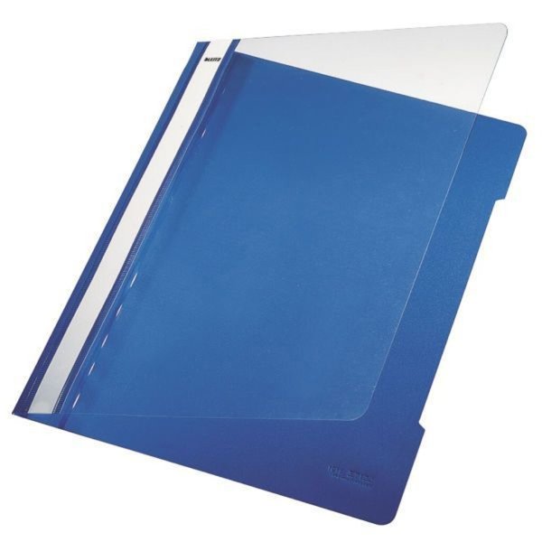 LEITZ Schnellhefter Standard, DIN A4, PVC, blau aus PVC-Hartfolie, Vorderdeckel