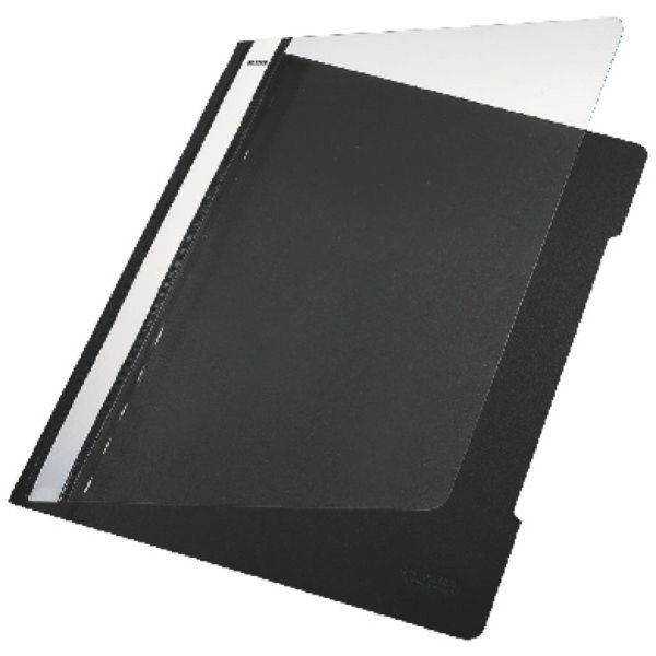 LEITZ Schnellhefter Standard, DIN A4, PVC, schwarz aus PVC-Hartfolie, Vorderdec
