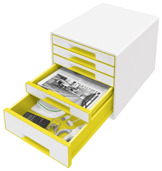 LEITZ Schubladenbox WOW CUBE 52142016 5Schubfächer weiß/gelb (52142016)