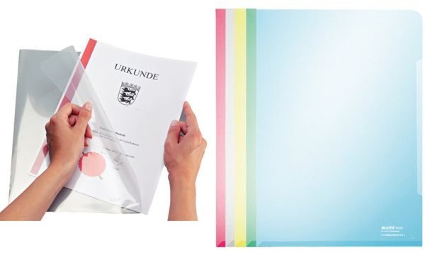 LEITZ Sichthülle Super Premium, A4, PVC, farbig sortiert 0,15 mm, oben und seit