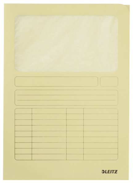 LEITZ Sichtmappe, DIN A4, Karton, mit Sichtfenster, gelb 160 g/qm, Oberteil mit