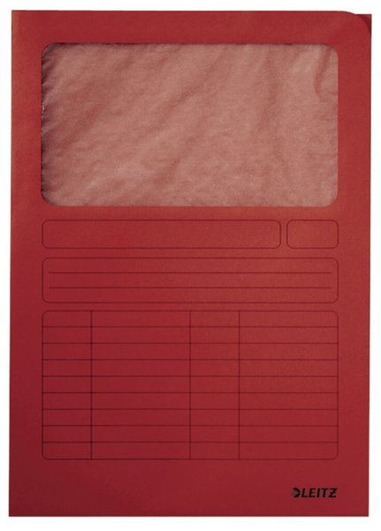 LEITZ Sichtmappe, DIN A4, Karton, mit Sichtfenster, rot 160 g-qm, Oberteil mit 