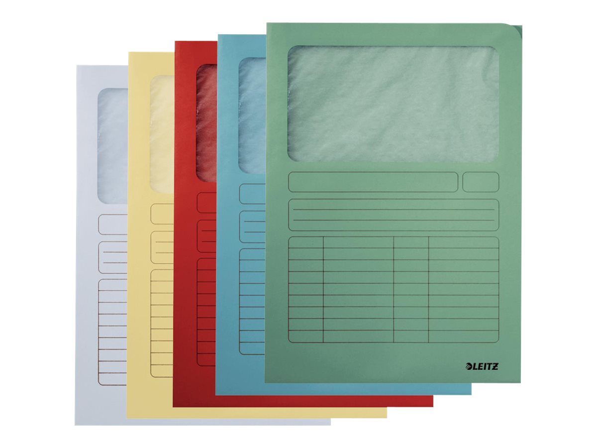 LEITZ Sichtmappe, DIN A4, Karton, mit Sichtfenster, sortiert 160 g/qm, Oberteil