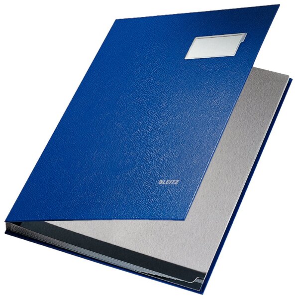 LEITZ Unterschriftenmappe, PP-Überzug, 10 Fächer, blau DIN A4, Fächerblock aus 