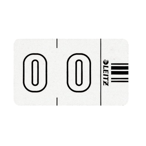 LEITZ Ziffernsignal Orgacolor "0", auf Streifen, weiß Maße: (B)30 x (H)23 mm, a