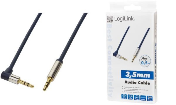LOGILINK Audio Cable 3.5 Stereo M/M, 90° angled, 1,00m, blue