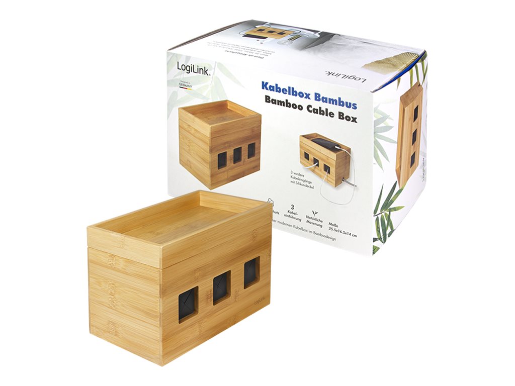 LOGILINK Cable Box, 255 x 140 x 165 mm, bamboo