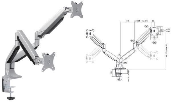 LOGILINK Dual Monitor Desk Mount 13"-32