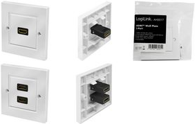 LOGILINK HDMI wall plate with coupler HDMI F/F, 2-port, white
