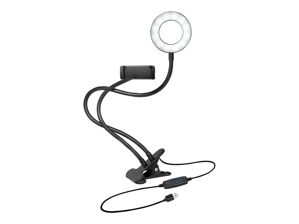 LOGILINK LED Ring Fill Light for Smartphone, 8.5 cm, black