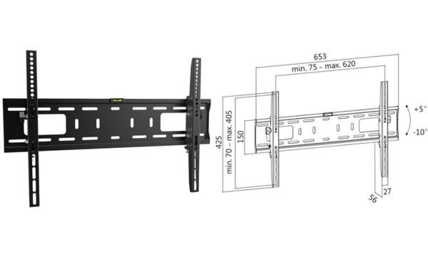 LOGILINK TV-Wandhalterung LogiLink neig-10ø/+5ø, 37-70",max.50kg