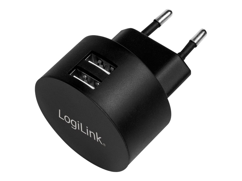 LOGILINK USB Wall Charger 2port,Fast Charging 10.5W, schwarz