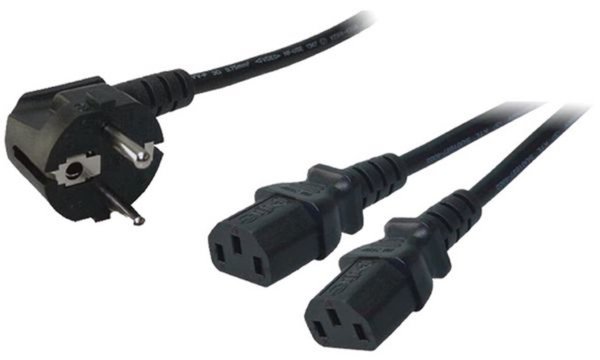 LOGILINK Y-Netzkabel Schuko-C13 Stecker auf IEC13 Buchse