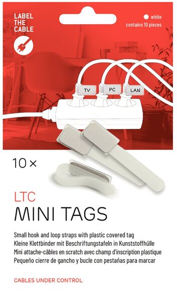 Label-The-Cable Mini 10er Set weiß 10 kleine Klettbinder mit