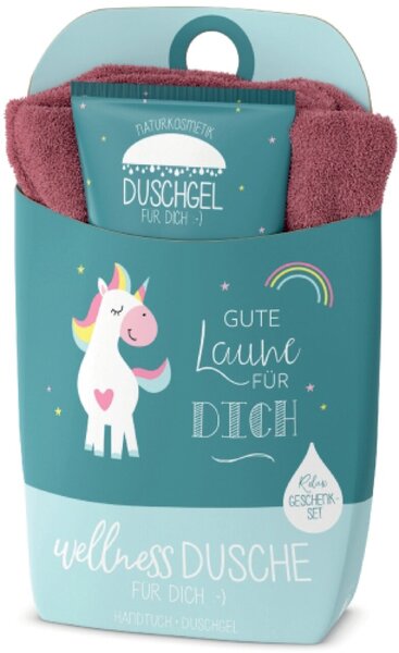 Duschgel 200ml+Handtuch Motiv Einhorn Handtuch 500 mm x 300 mm,