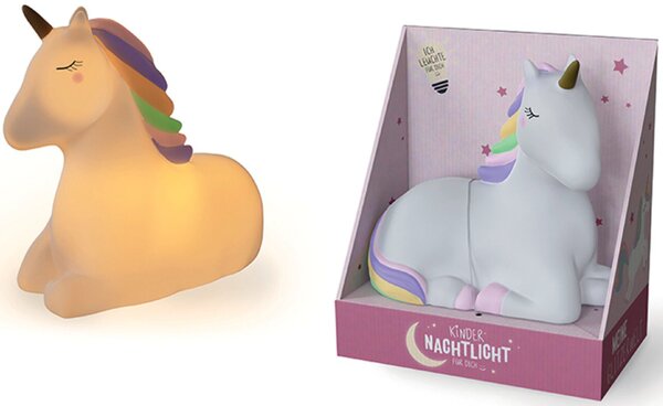 LED Nachtlicht m. Timer Motiv Einhorn inkl. 3 Knopfzellen-Batterien LED Nachtlicht m. Timer Motiv Einhorn inkl. 3 Knopfzellen-Batterien