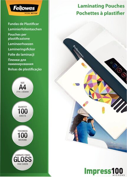 Laminierfolie Fellowes Capture A4 100 Mikron 100er Pack