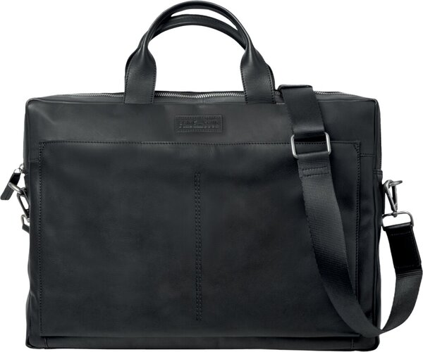 Laptoptasche Mover, Leder, schwarz Tragegriffe, Trolleyband