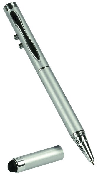 Laserpointer 4 in 1, Touch-Pen Reichweite ca.100m, Silber # 780840