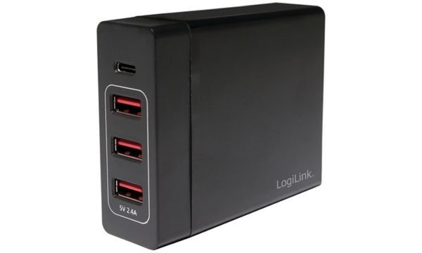 LogiLink USB-Tisch-Ladegerät, 4-Por t, 60 Watt, schwarz (11116009)