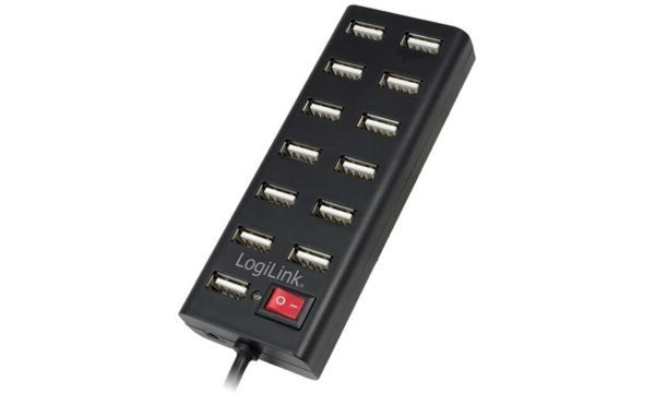 LogiLink USB 2.0 Hub, 13 Port, mit Ein-/Ausschalter, schwarz (11112398