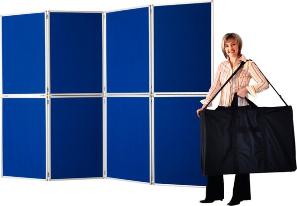 MAGNETOPLAN Präsentationswand, zusammenklappbar doppelseitige blaue Filzoberflä