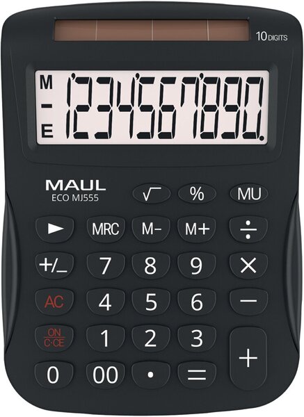 Tischrechner ECO MJ 555, 10 Stellen schwarz, Solarbetrieb - keine Batterie