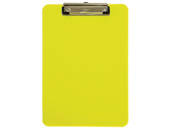MAUL Klemmbrett MAULneon, DIN A4, transparent-gelb aus Kunststoff, flache, vern