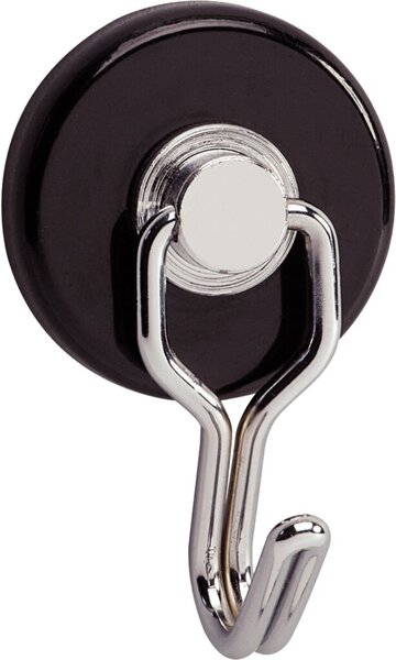 MAUL Magnet mit Karussell-Haken, Durchmesser: 35 mm, schwarz Haftkraft 5 kg, Ha