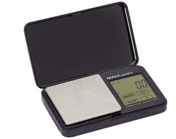 MAUL Taschenwaage MAULpocket II, Tragkraft: 500 g, schwarz Batteriebetrieb, ink