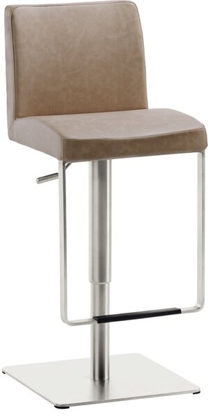 Bar/Tresenhocker 1260EL Gestell Edel- stahl gebürstet, beige gepolsterte