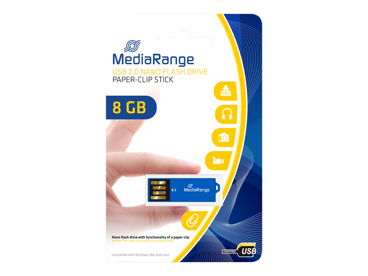 MEDIARANGE MEDIAR USB NANOSTICK FLASH 8GB PAPERCLIP